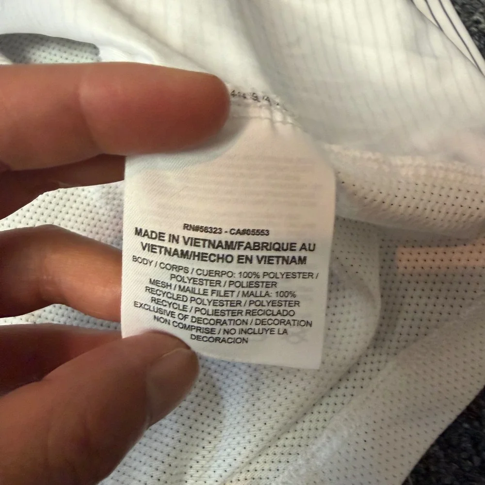 Nike Mens Dri-FIT Athletic T-Shirt XL White Striped Mesh Training Top Short Slee
